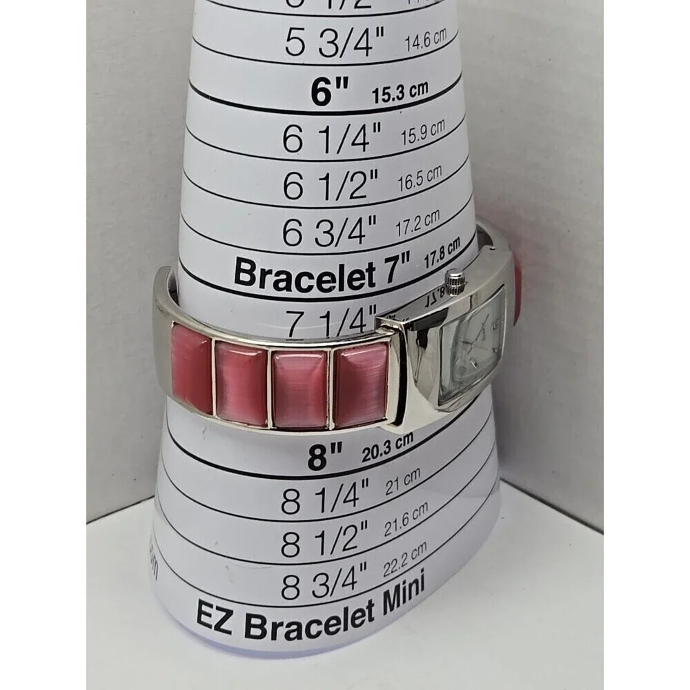 Avon Pink Bangle Bracelet Quartz Watch Rectangle Dial Japan Movement New Battery